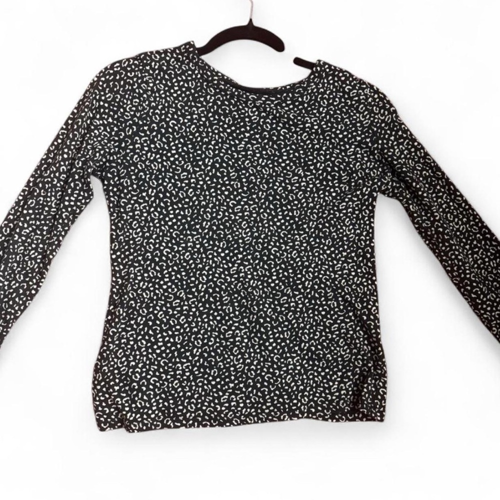 Banana Republic cotton blend black and white leopard Malibu long sleeve shirt